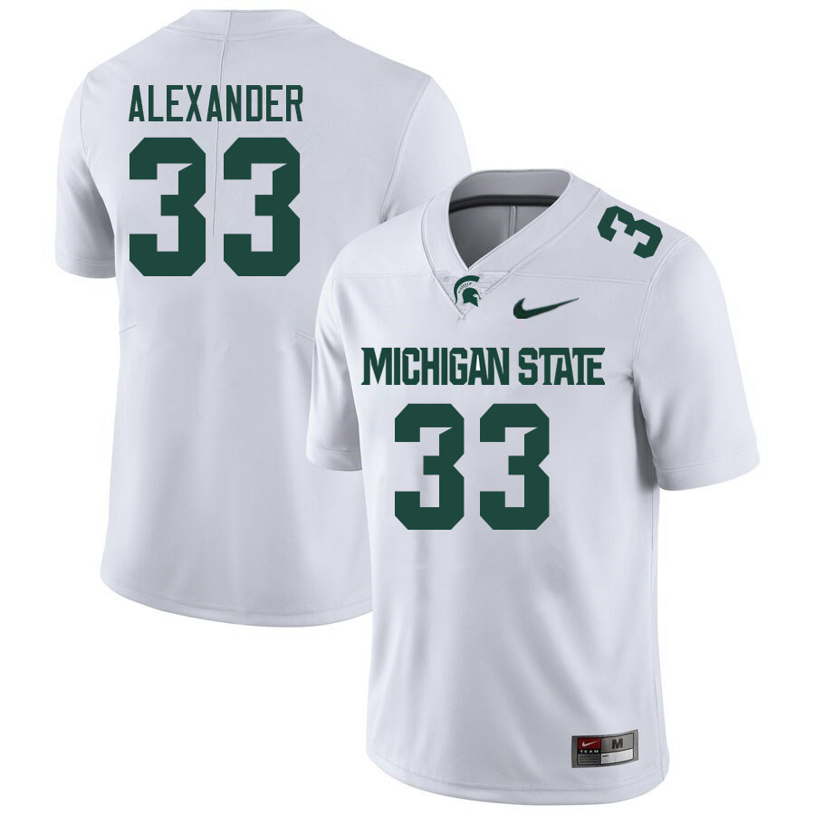 Men #33 Aaron Alexander Michigan State Spartans College Football Jerseys Stitched-White